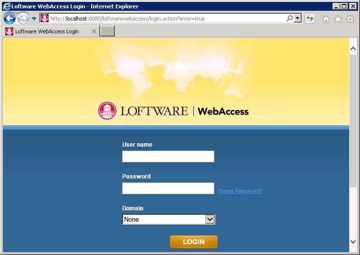 Loftware WebAccess Login Screen